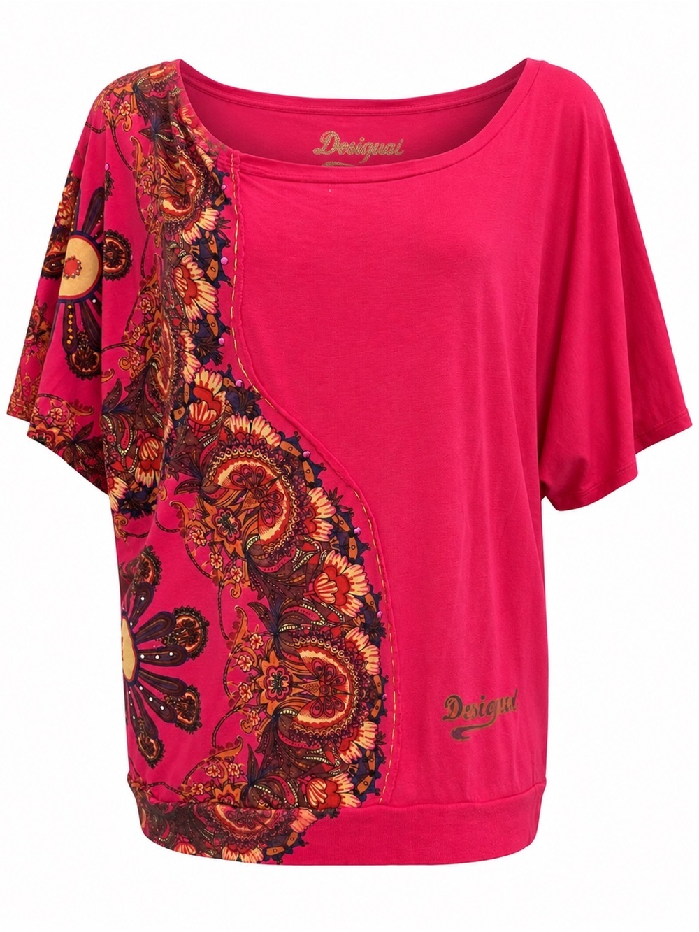 Desigual Pink Boho Paisley Embellished Top Medium M